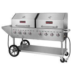 Sierra Range SRBQ-60 80" Mobile Commercial Outdoor Gas Grill w/ (2) Roll Domes & Side Shelf, Liquid Propane