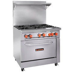 Sierra Range SR-6-36, 183,000 Btu Gas Restaurant Range, 6 Burner, Standard Oven Big Box Avenue