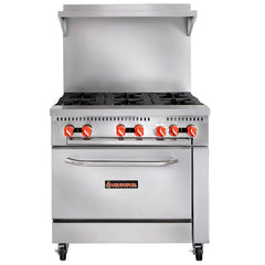 Sierra Range SR-6-36, 183,000 Btu Gas Restaurant Range, 6 Burner, Standard Oven Big Box Avenue